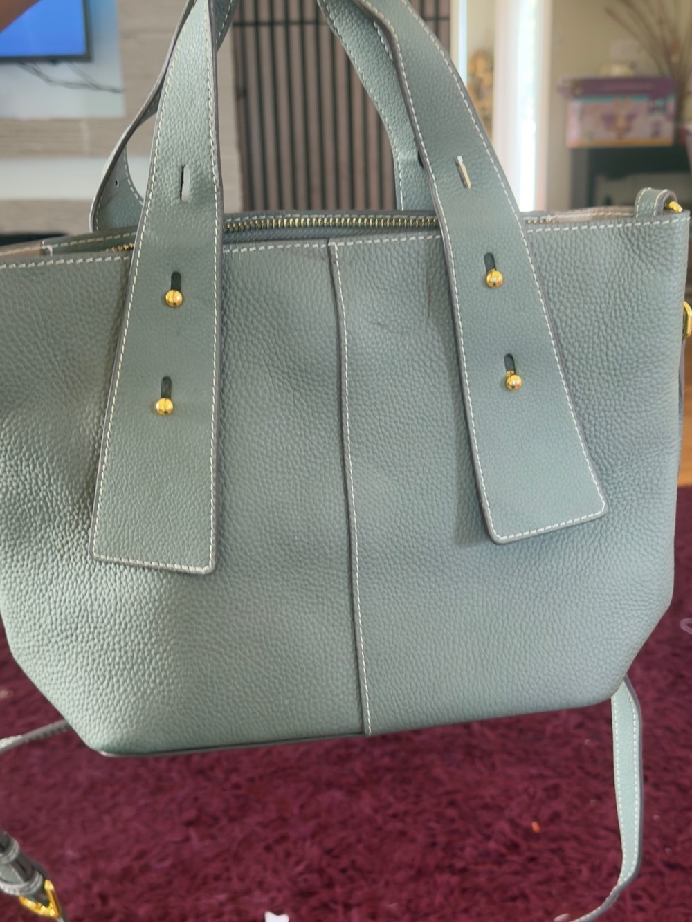 Classic Structured Tote Bag in Slate Green